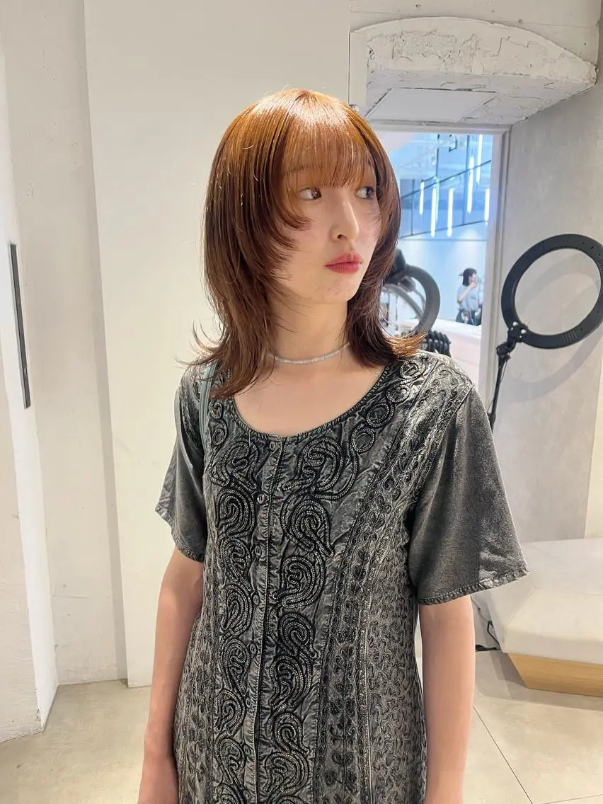 ミディアム カラー レイヤーカット ウルフカット 顔周りカット/透明感 カラー✂️MEIのヘアスタイル