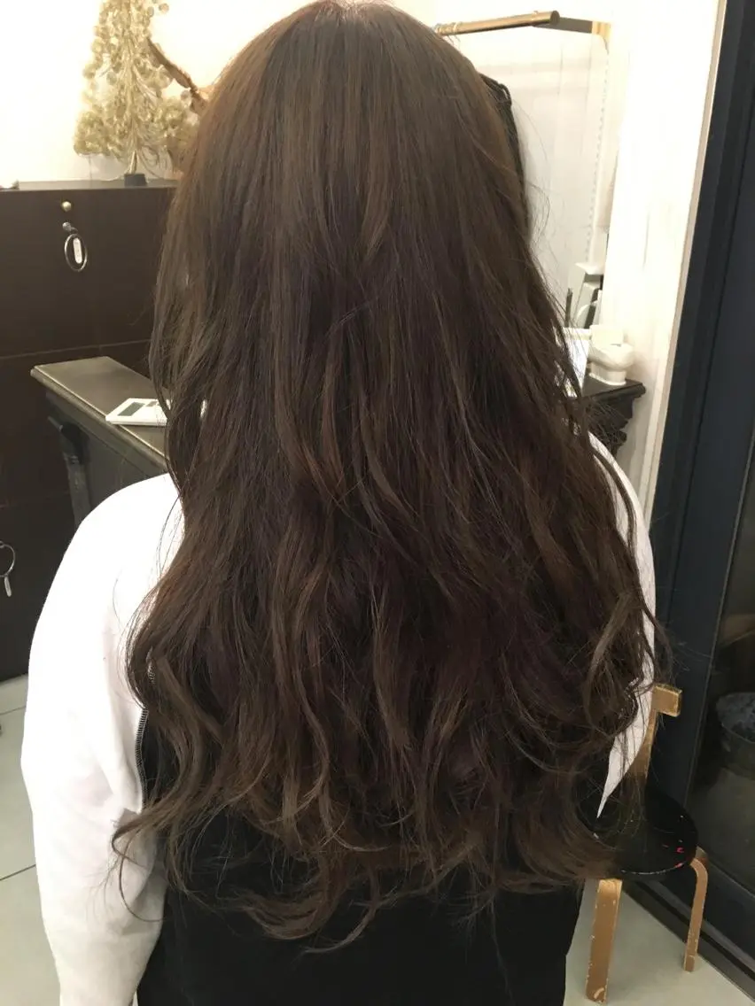 ロング カラー グレージュ 永井大樹✨ 透明感カラー✨のヘアスタイル