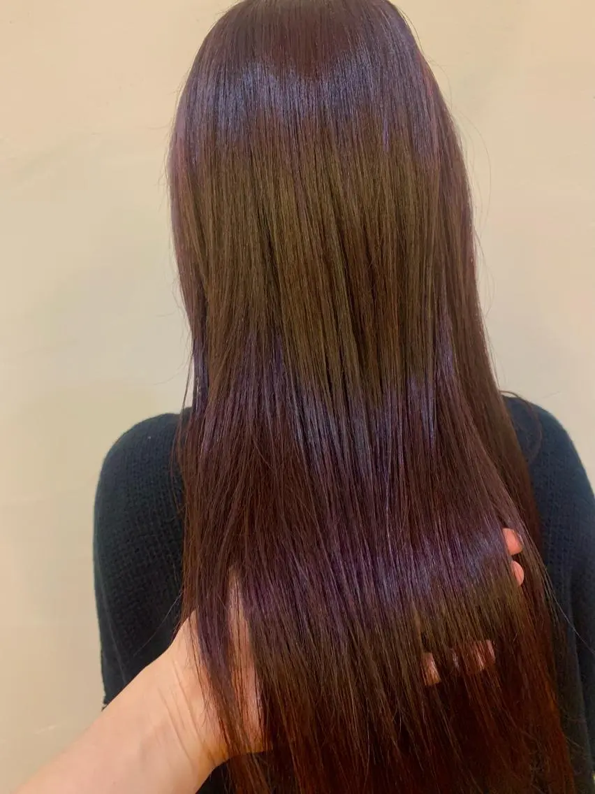 ロング カラー ブラウンカラー ピンクカラー トリートメント cana 札幌レイヤースタイルのヘアスタイル