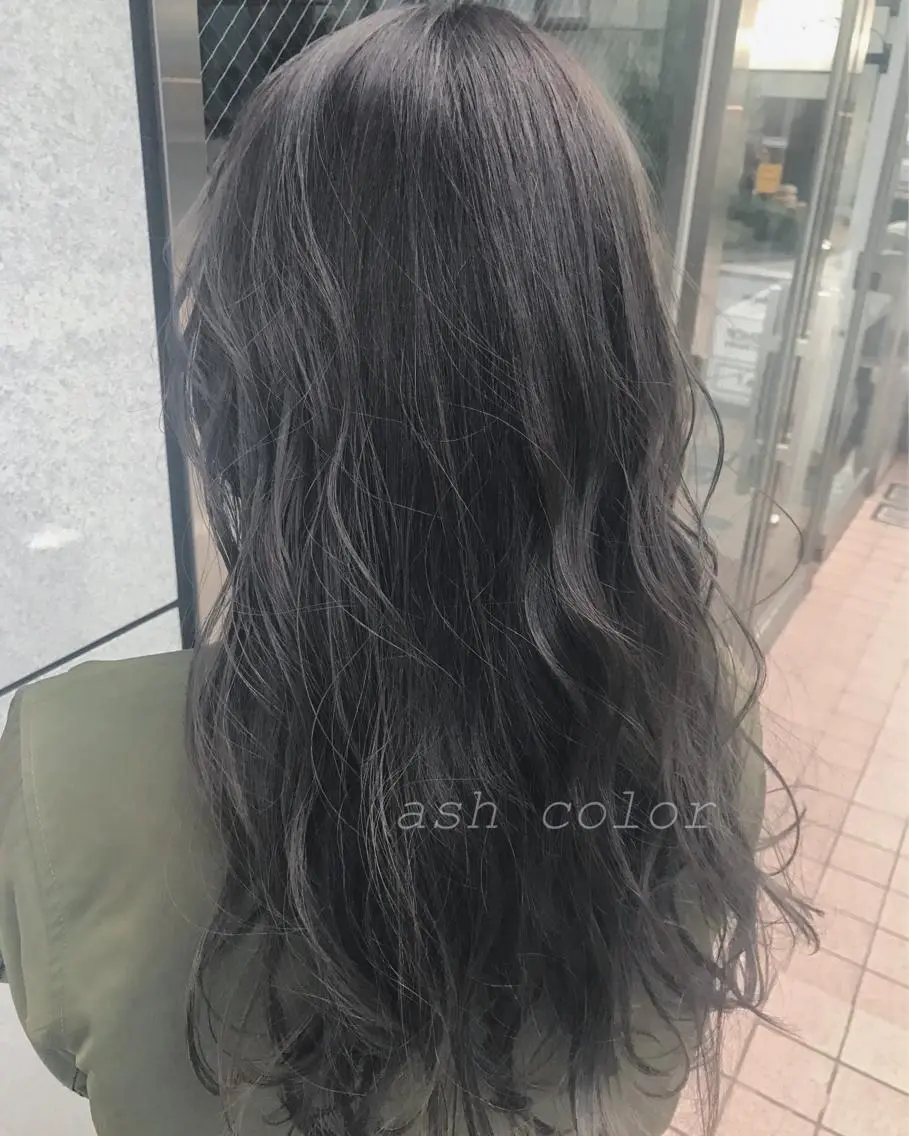 ロング カラー アッシュ ブリーチ ブリーチなしカラー 渋谷ブリーチカラー 韓国ヘアyuikoのヘアスタイル