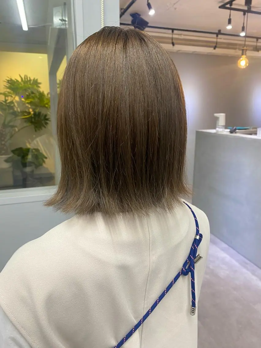 ミディアム カラー 切りっぱなしボブ ベージュカラー ボブ きよはらちさき🍑 柔らかカラー🌱🫧のヘアスタイル