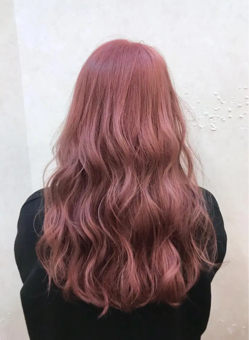 ロング カラー ブリーチ ピンクカラー パープルカラー 色落ちまでキレイに! !女性サロンのヘアスタイル