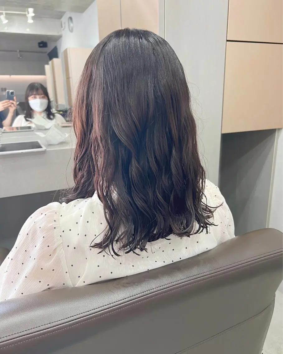 ミディアム パーマ カット パーマ トリートメント ボブパーマコテ巻き風 パーマNo1深江秀平のヘアスタイル