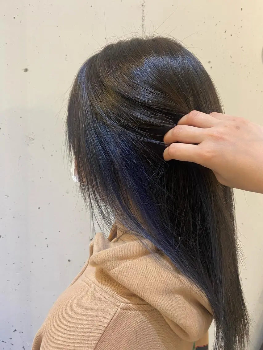 ロング カラー ブルーカラー イヤリングカラー . SHIZUKAのヘアスタイル
