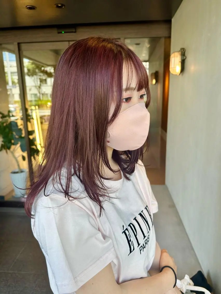 ミディアム カラー ラベンダーカラー ピンクカラー ピンクラベンダー カット ヘアカラー ピンクカラー/ mana🎀のヘアスタイル