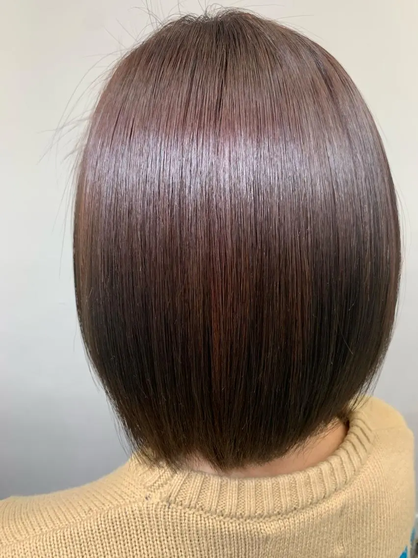 ショート ピンクブラウン ヘアカラー トリートメント ヘッドスパ ヘアセット 🪞透明感カラー🫧 縮毛矯正🥇かずきのヘアスタイル