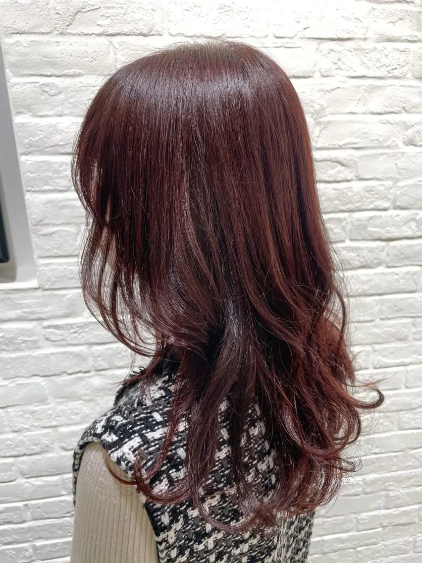 セミロング カラー ブラウンカラー ピンクカラー ピンクブラウン カット ヘアカラー miyu 美髪縮毛矯正𓂃꙳⋆のヘアスタイル
