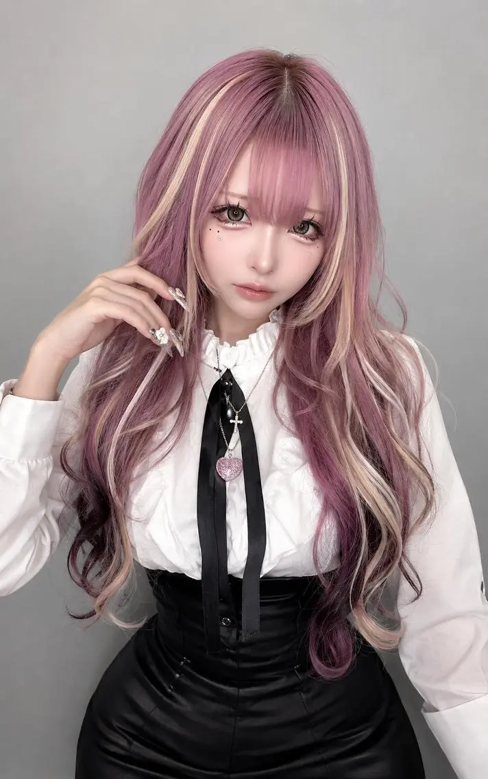カラー ロング カラー ×シールエクステのヘアスタイル