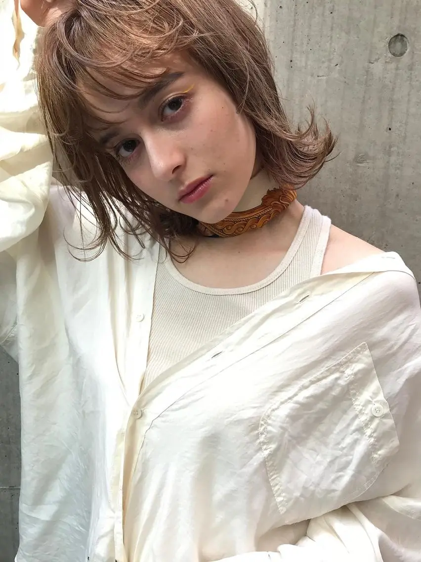 ミディアム カラー カット ヘアカラー トリートメント 一ノ瀬 暁のヘアスタイル