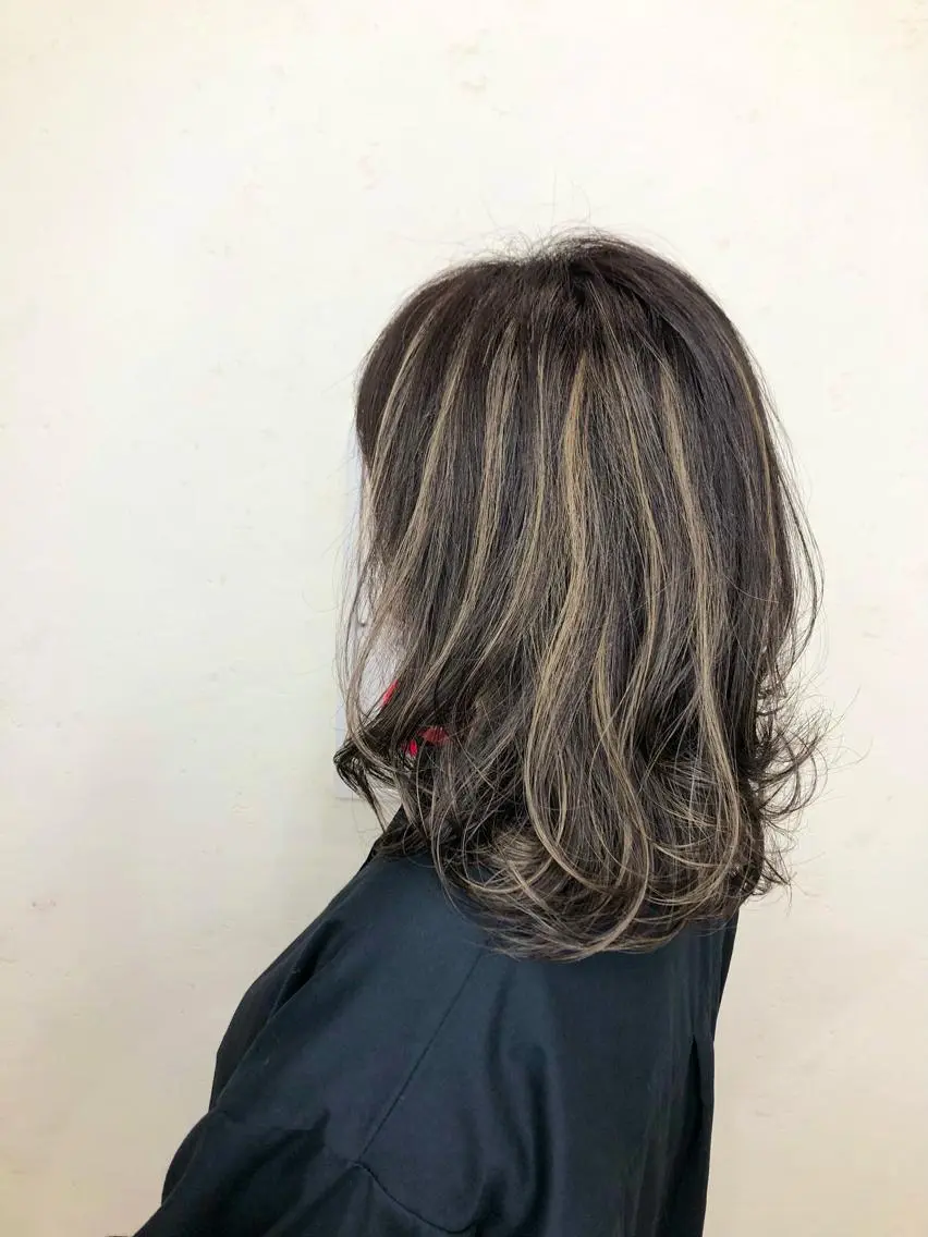 セミロング ヘアカラー 太白区/白髪ぼかし ハイライト/千葉達人のヘアスタイル