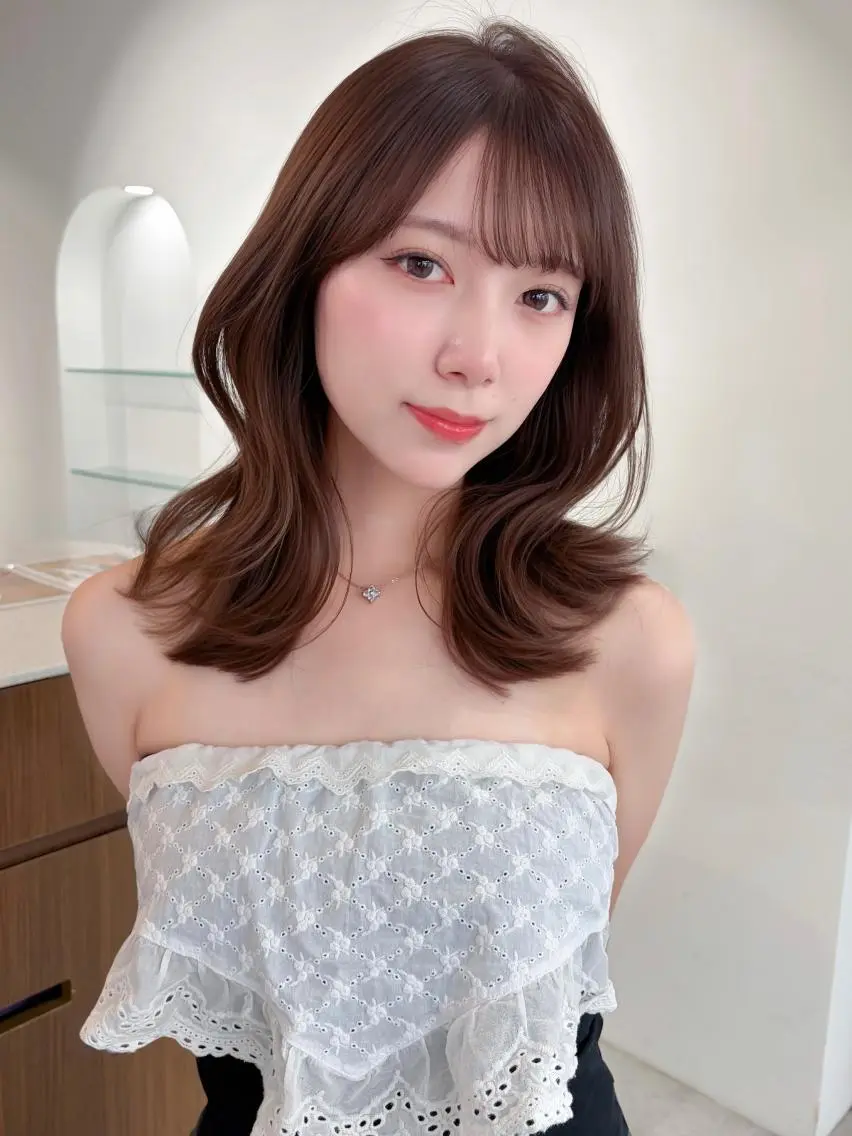 ミディアム カラー カット ヘアカラー 藤野 結衣のヘアスタイル