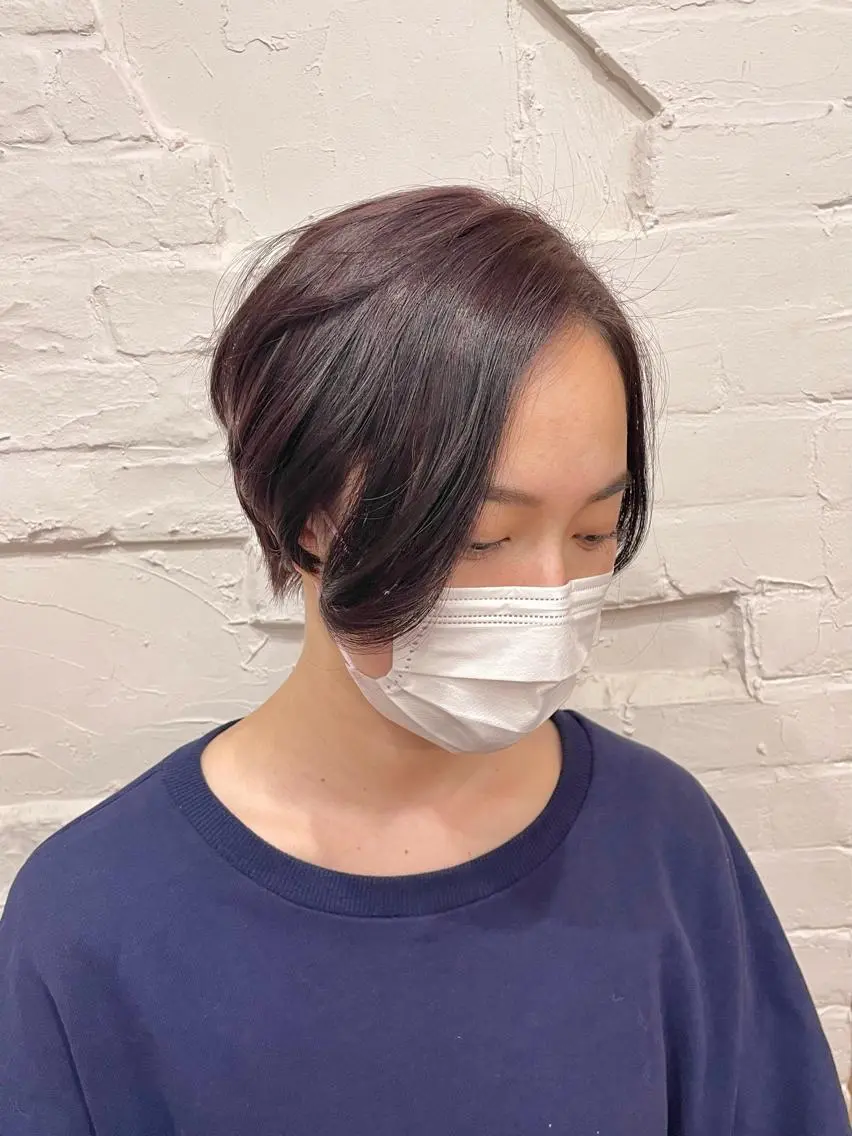 ショート カラー ショートボブ バイオレットカラー ボブ ショートヘア カット ヘアカラー トリートメント 【ピンク/韓国ヘア/ ヘアセット】亜海のヘアスタイル