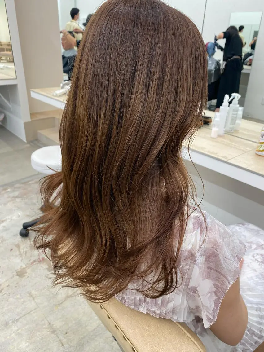セミロング カラー ヘアカラー 🌼透明感艶カラー オリーブ🌼河村咲のヘアスタイル
