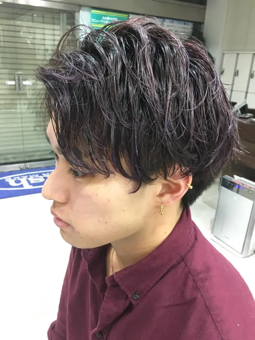 ショート カラー ハイライトカラー パープルカラー ハイライト 寺内 紳悟のヘアスタイル