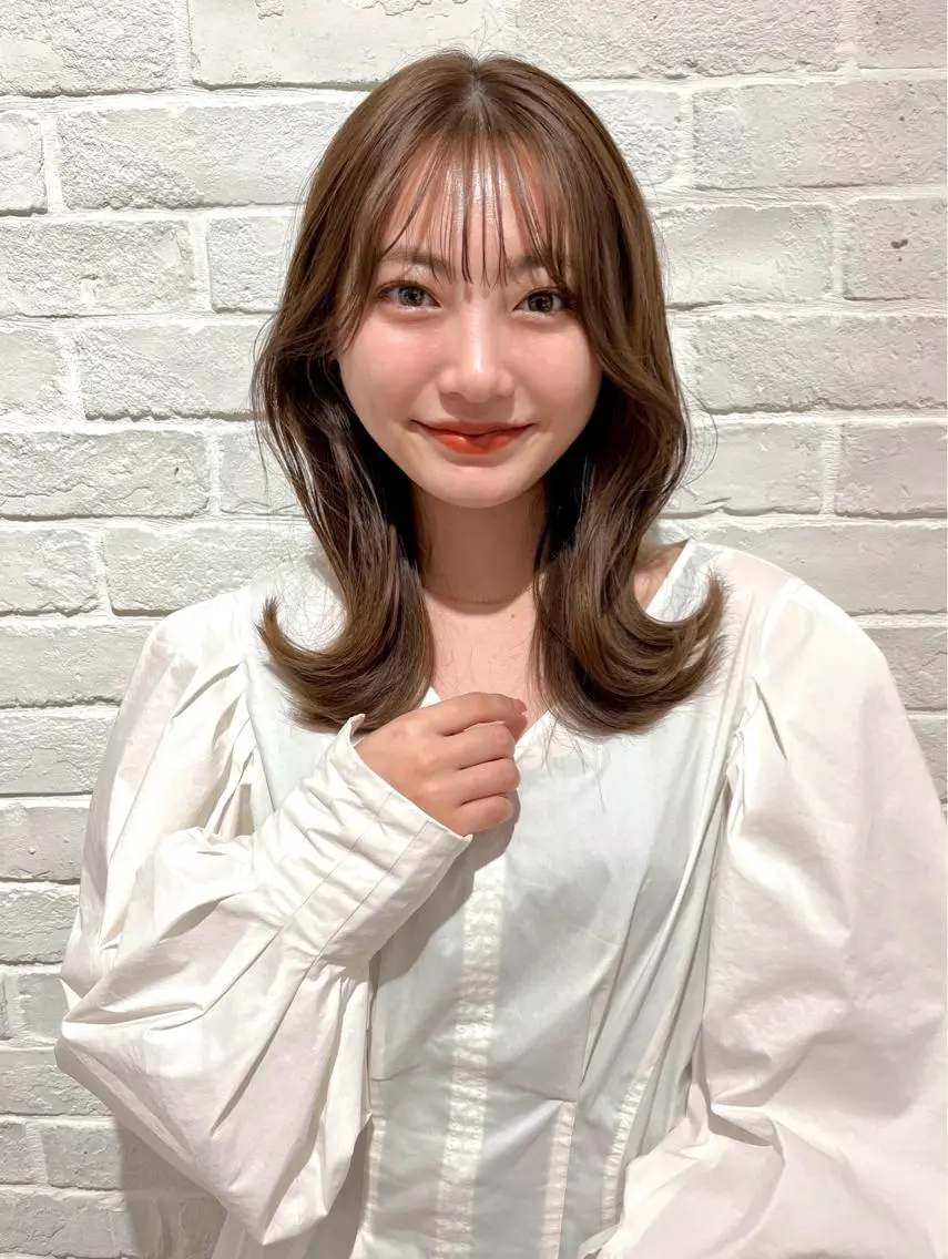 セミロング カラー アッシュ アッシュブラウン ベージュカラー ブラウンカラー ブラウンベージュ 【韓国ヘア×透明感 カラー】笹谷 莉未のヘアスタイル