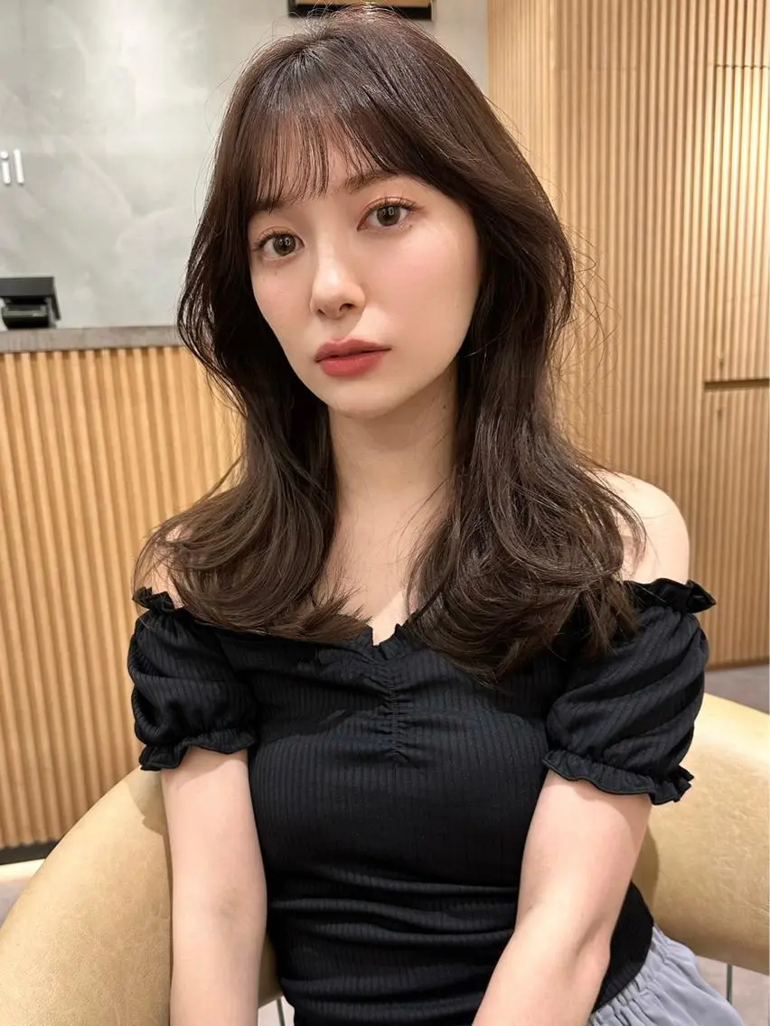 セミロング カラー ヘアアレンジ アッシュ 黒髪 ブリーチ ブルーカラー ブルーブラック 🔶似合わせセンター パート/ヤス🔶のヘアスタイル