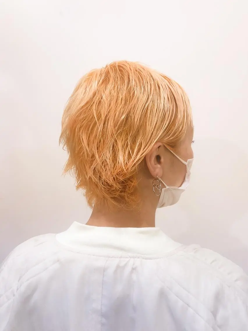 ショート カラー オレンジ ヘアカラー ✨デザインカラー✨ ハイトーン　森貴章のヘアスタイル