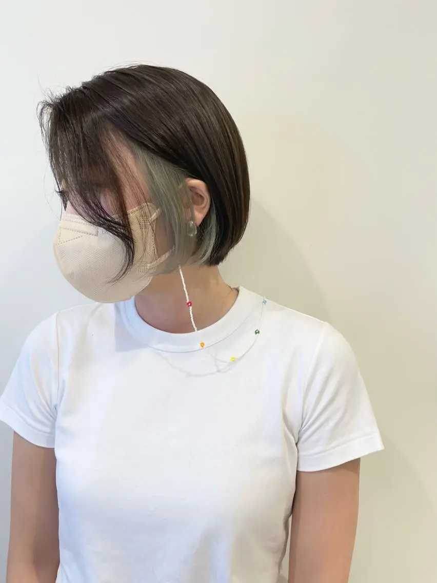 ショート カラー ショートボブ イヤリングカラー ボブ ショートヘア カット ヘアカラー トリートメント ヘアセット メンズ特化 パーマ/オザワのヘアスタイル