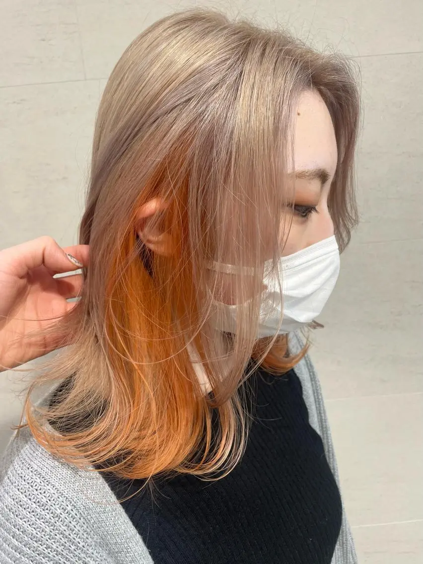 セミロング カラー インナーカラー オレンジ ヘアカラー トリートメント 平澤 萌香のその他イメージ