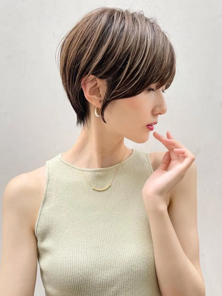 ショート カラー カット ヘアカラー トリートメント 縮毛/ショート/ ボブ/レイヤー/小原のヘアスタイル