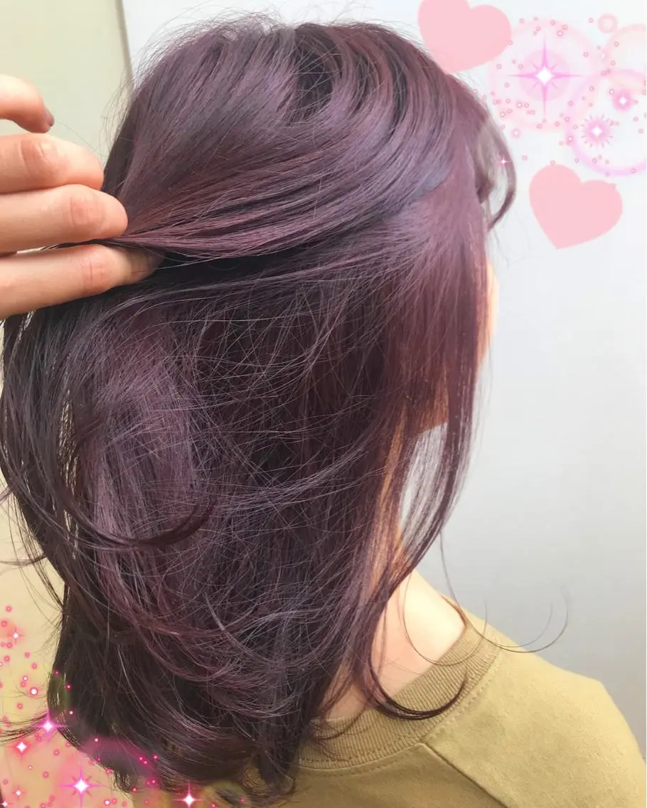 ミディアム カラー パープルカラー トリートメント 新宿駅近♡個室 ♡関口三都季🌜のヘアスタイル