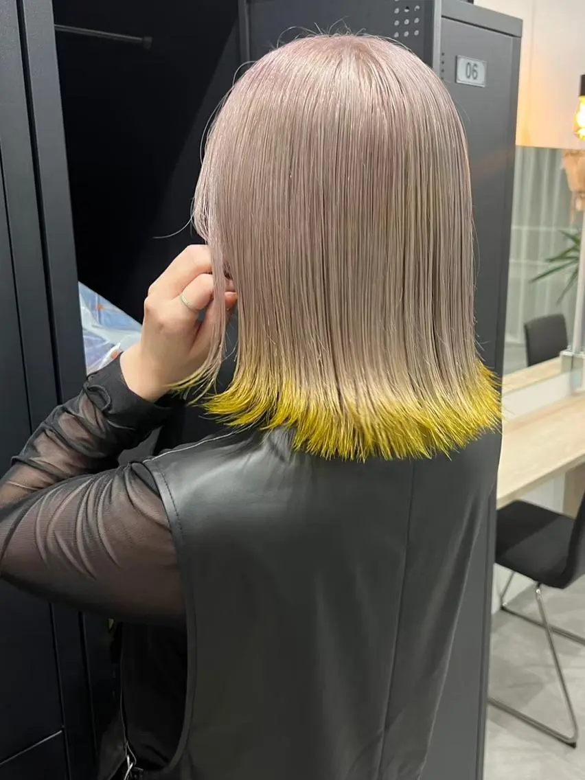 ミディアム カラー グラデーションカラー イエローカラー 🎀ブリーチ ハイト ーン ♡Kanon♡のヘアスタイル