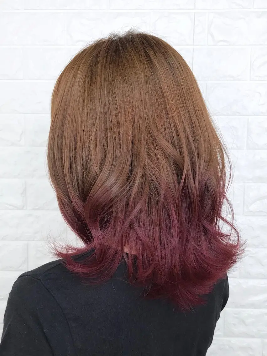 セミロング カラー ベージュカラー デザインカラー イルミナカラー レッドカラー 髪質改善縮毛矯正 美容師✂️山崎竜二のヘアスタイル