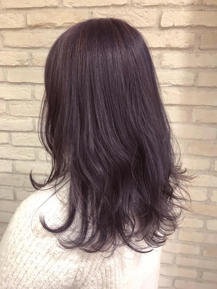 セミロング カラー ラベンダーカラー ピンクカラー ピンクラベンダー 大平 美沙のヘアスタイル