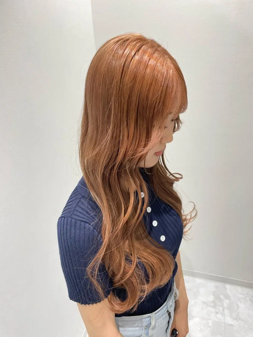 ロング カラー ヘアアレンジ ベージュカラー オレンジ オレンジベージュ ヘアカラー トリートメント 髪質改善/美髪矯正 艶髪/Takutoのヘアスタイル
