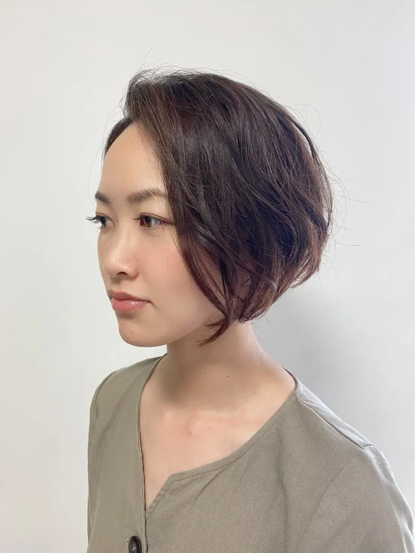 ショート 前下がりボブ ボブ Natural cameのヘアスタイル