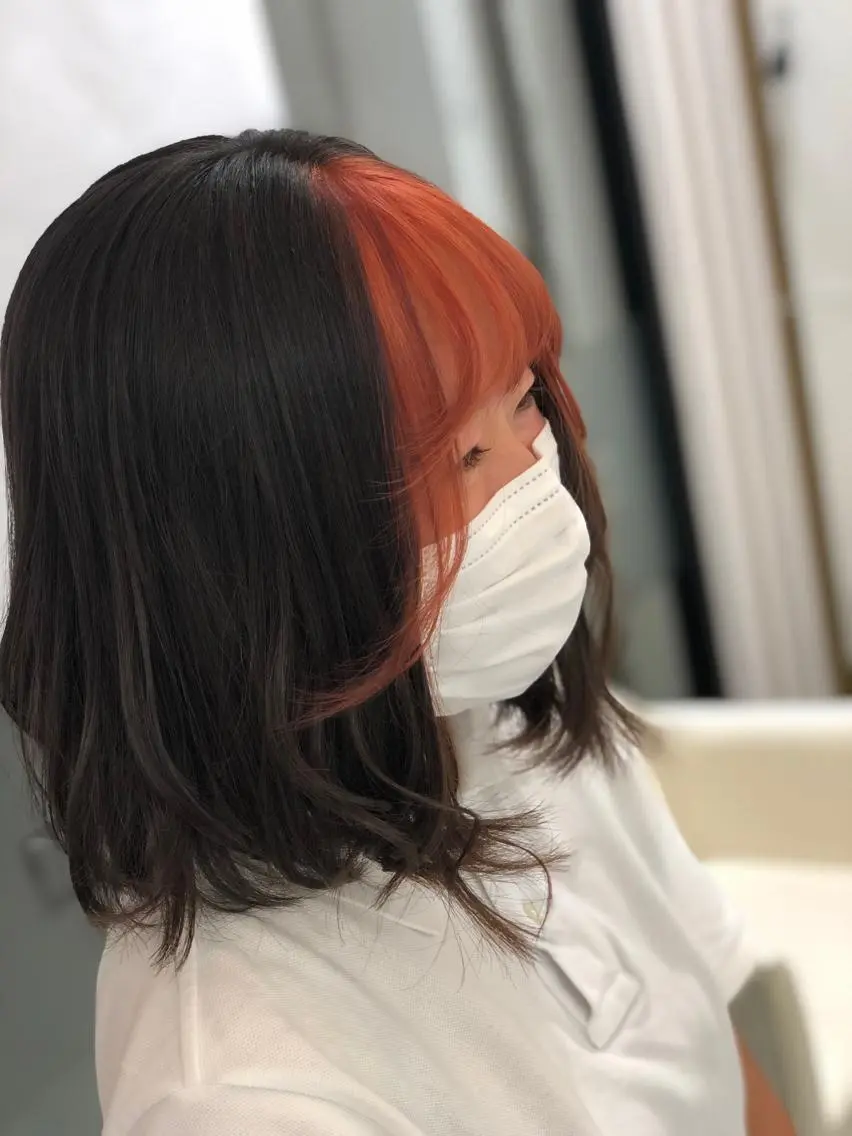 ミディアム カラー ミストバング フェイスフレーミング 渕向 克海のヘアスタイル