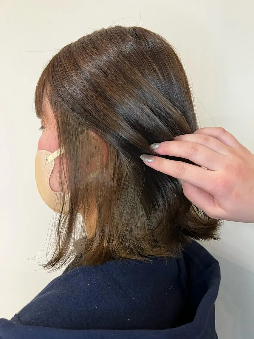 ミディアム カラー ベージュカラー インナーカラー ヘアカラー ながやま まいのヘアスタイル