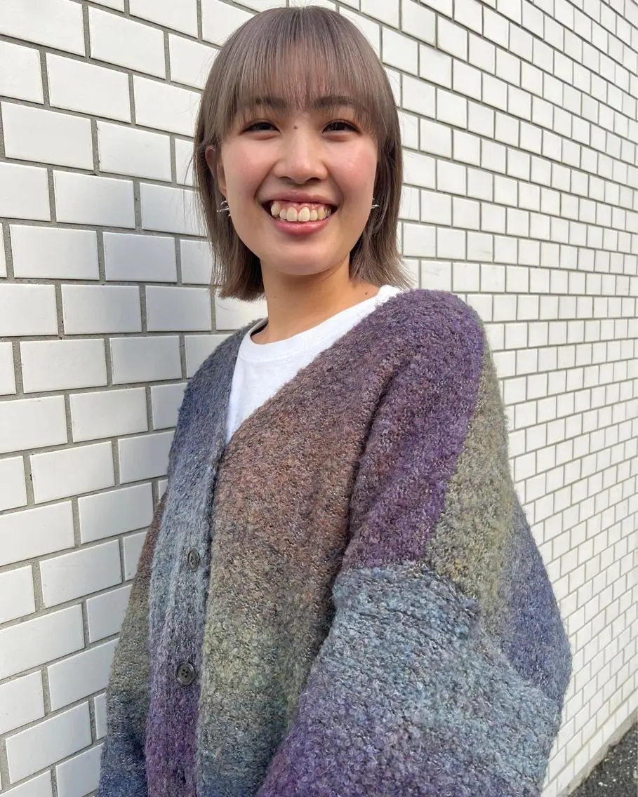ミディアム カラー ヘアアレンジ 切りっぱなしボブ ベージュカラー ボブ ヘアカラー トリートメント 🌿ショート🌿 パーマ🌿淳平のヘアスタイル