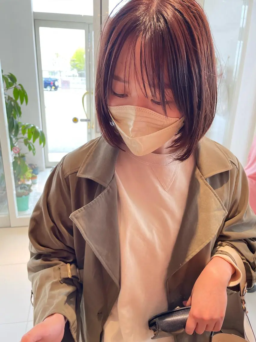 ミディアム カラー ショートボブ インナーカラー ボブ 鶴岡で縮毛矯正なら お任せ!ハヤシナオミのヘアスタイル