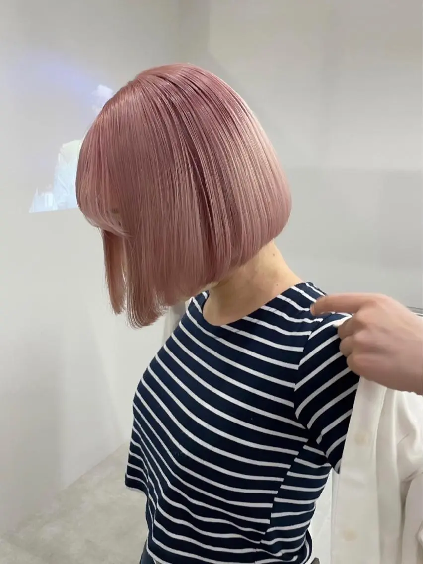 ショート カラー ヘアアレンジ ワンレンボブ ショートボブ アッシュ バレイヤージュ ベージュカラー 髪質改善【縮毛矯正】 北千住 田邉 澪のヘアスタイル