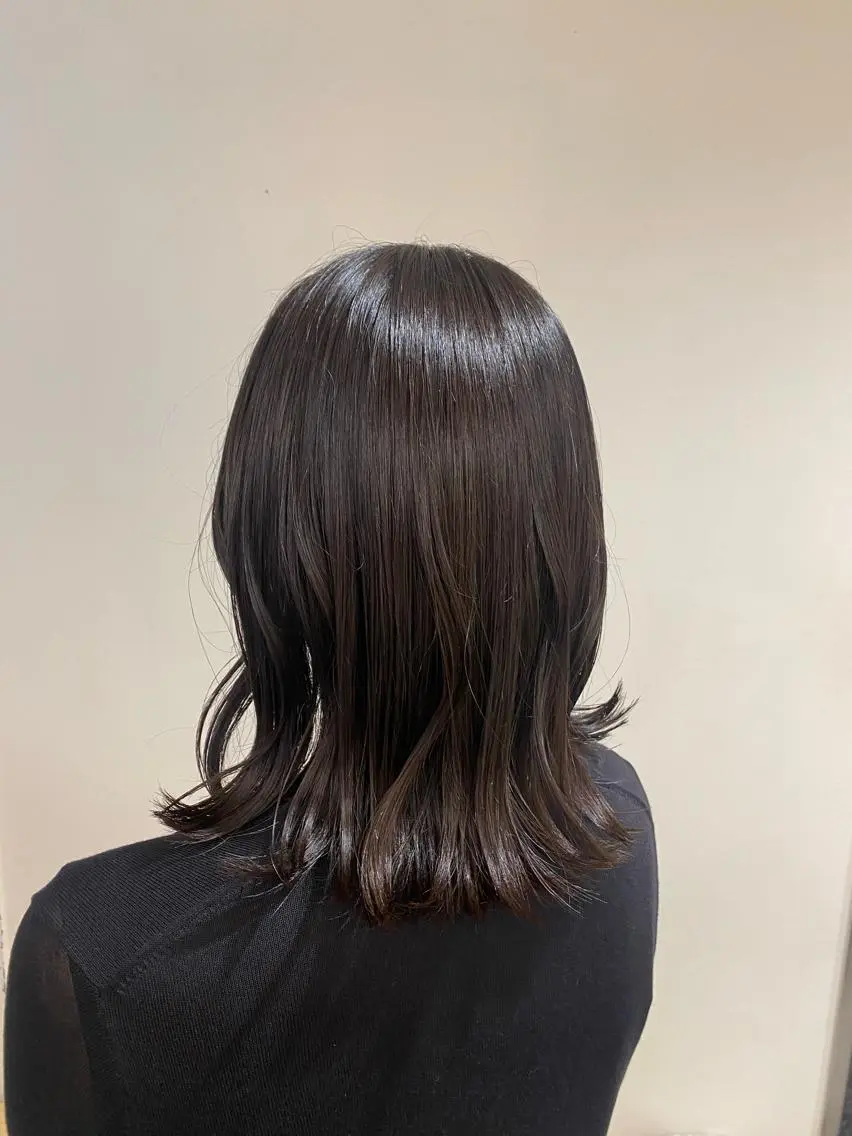 ミディアム カラー ヘアアレンジ オリーブグレー ヘアカラー ボブ /ニュアンス/ satomi🧸💖のヘアスタイル