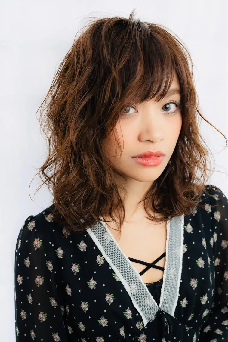 セミロング ヘアアレンジ セミロングパーマ 松下 倫子のヘアスタイル