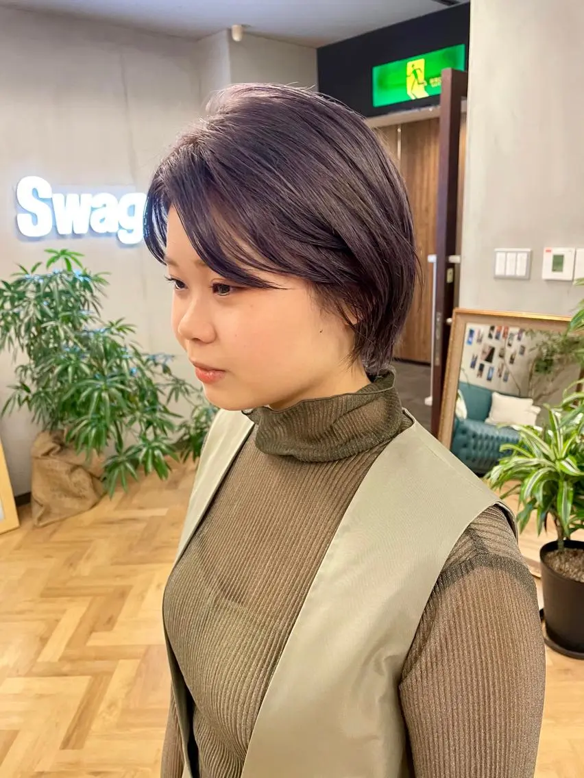 ショート カラー ブリーチ パープルカラー カット ヘアカラー トリートメント tatsumi/ボブ ウルフ/レイヤーのヘアスタイル
