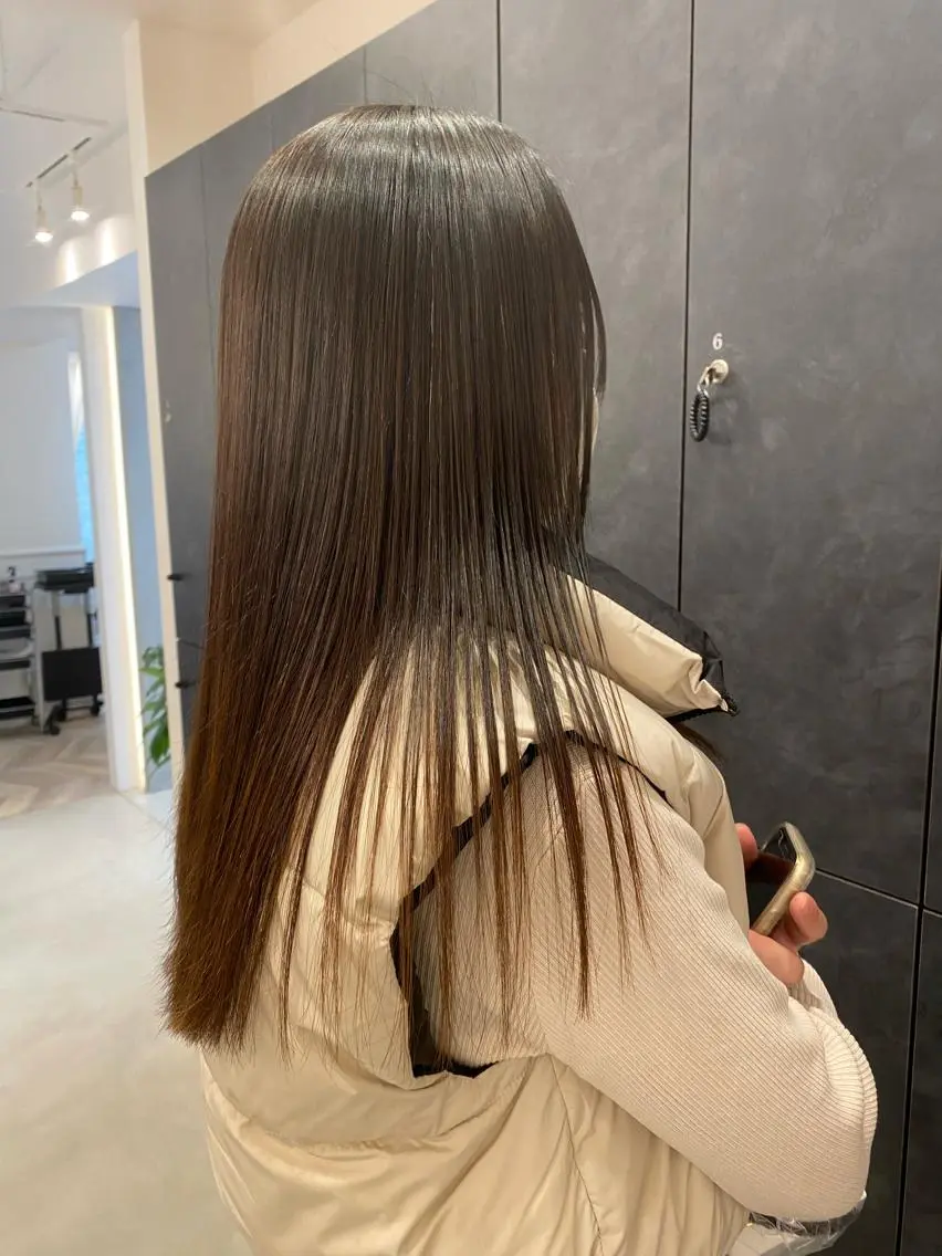 ロング 縮毛矯正 ミディアムレイヤー 添田晃基のヘアスタイル