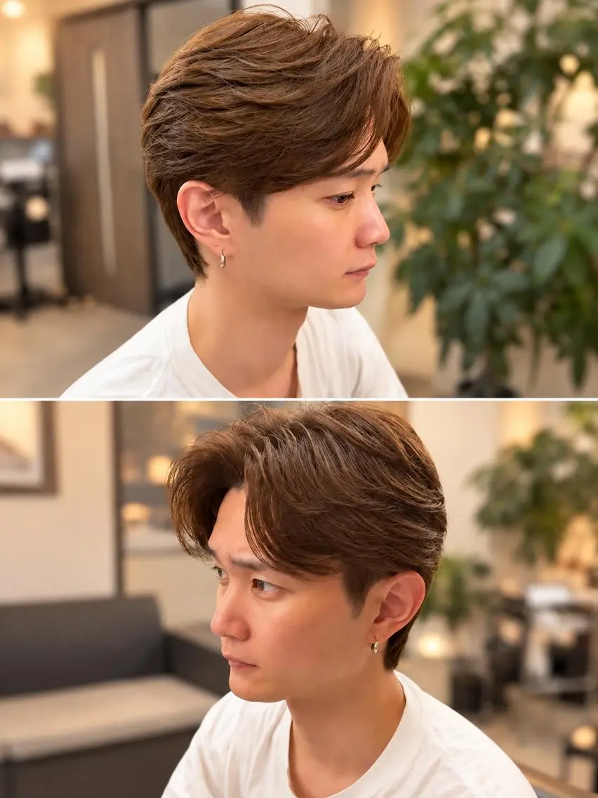 ミディアム メンズ カラー カット ヘアカラー メンズ特化、Li'a パーマ縮毛、ANNAのヘアスタイル