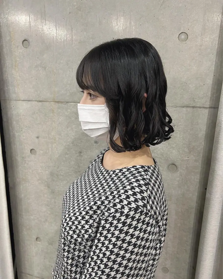 ショート パーマ カット ヘアカラー パーマ ボブパーマコテ巻き風 パーマNo1深江秀平のヘアスタイル