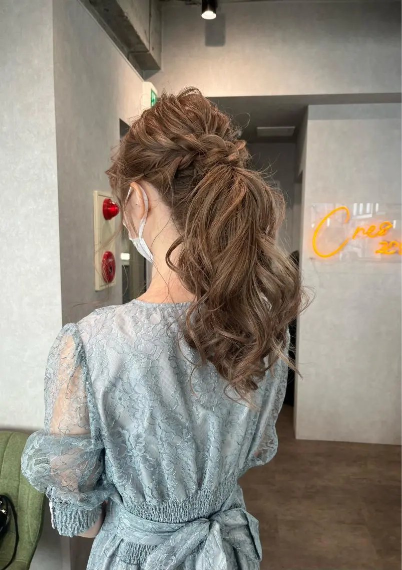ロング ヘアアレンジ 結婚式・ブライダル ヘアセット🎀パーマ Tsubasaのヘアスタイル