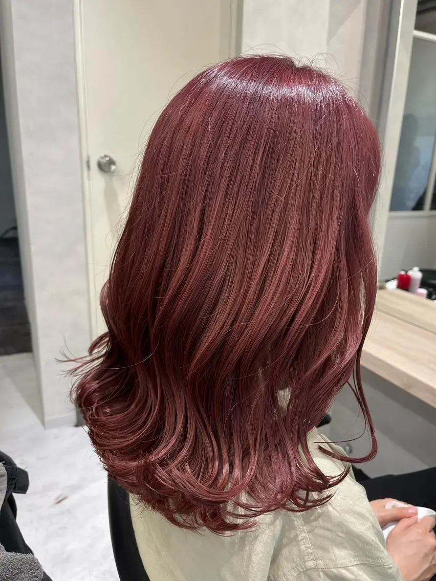 ミディアム カラー ダブルカラー ピンクカラー カット ヘアカラー トリートメント 松田 類生のヘアスタイル