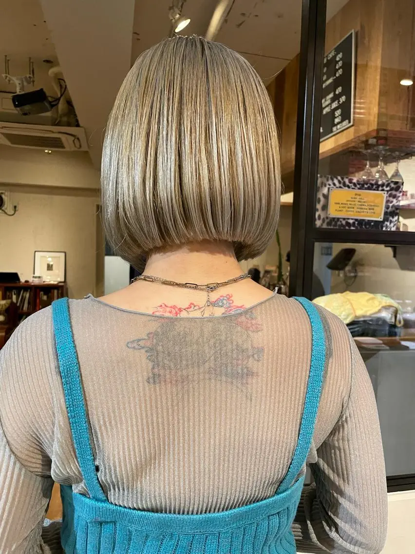 カラー ベージュカラー ブリーチ ダブルカラー シルバー シルバーベージュ ファッションに 溶け込むstyleのヘアスタイル