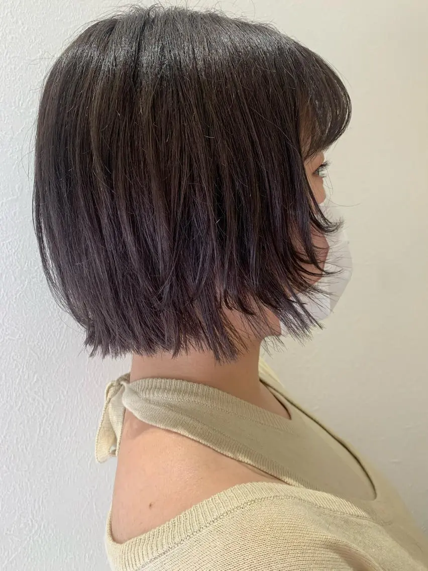 ショート カラー ラベンダーカラー ラベンダーグレー ボブ ウルフカット hubhair レイヤー/透明感のヘアスタイル