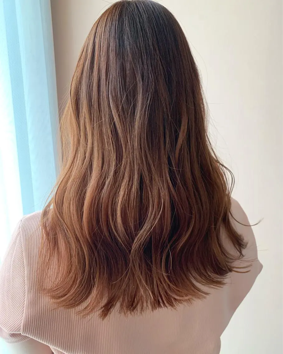 ロング カラー ベージュカラー グラデーションカラー オレンジ オレンジベージュ カット ヘアカラー トリートメント hubhair レイヤー/透明感のヘアスタイル