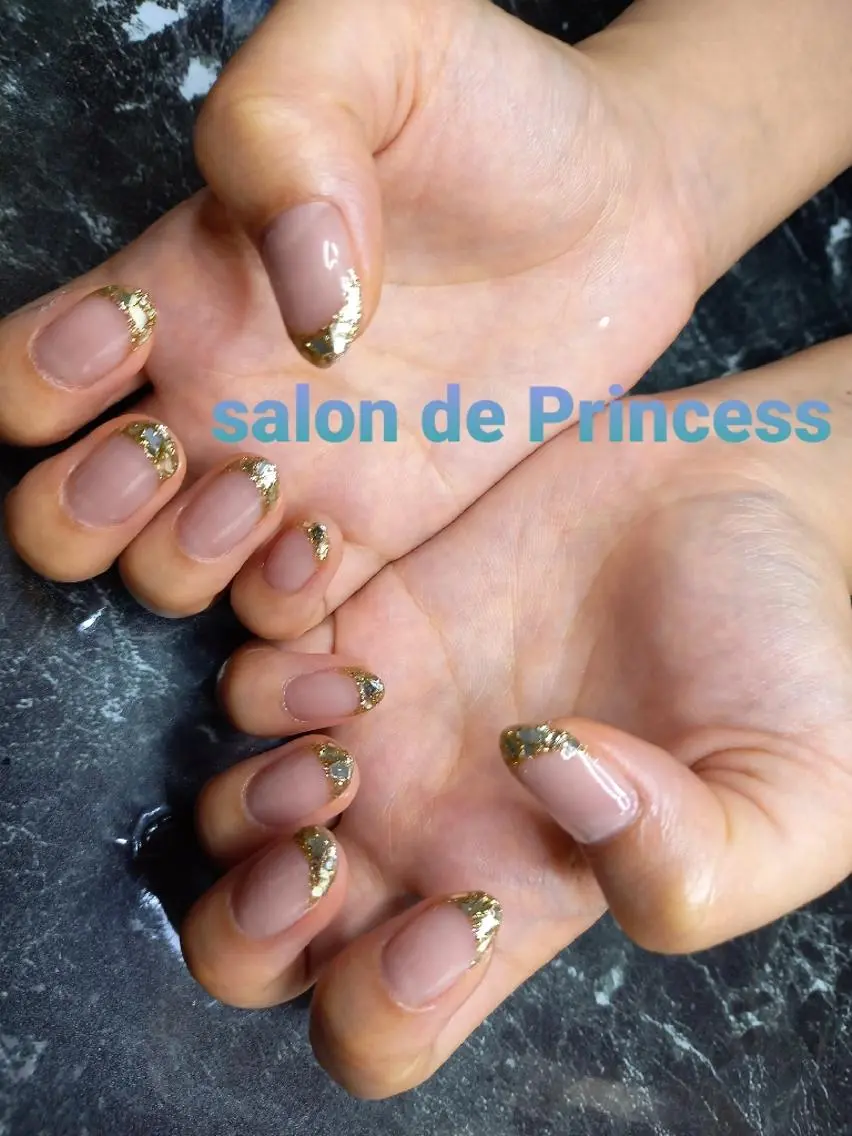 ネイル フレンチネイル ガラスフレンチ ピンク salon de  Princessのネイルデザイン