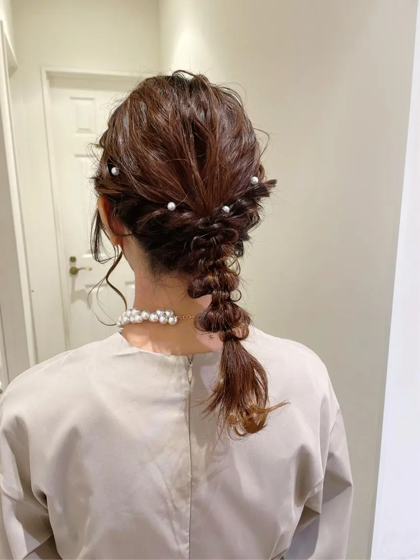 セミロング ヘアアレンジ シールエクステ横浜 🐏☁️miminaのヘアスタイル