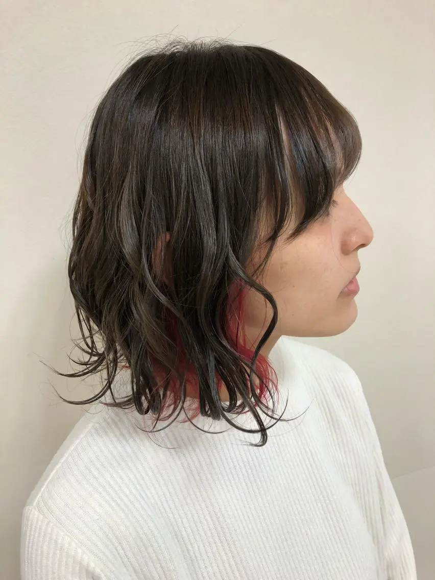 ミディアム カラー ヘアアレンジ ブリーチ デザインカラー ダブルカラー イヤリングカラー インナーカラー enurk店 🍋 M I K U  *のその他イメージ