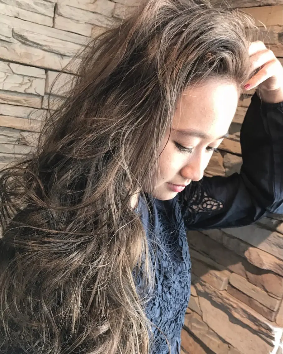 ロング カラー パーマ かきあげバング 髪質改善 Daisukiのヘアスタイル